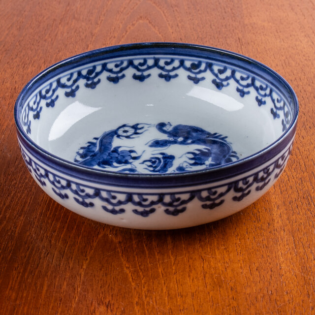 古染付 伊万里 江戸 古伊万里 染付 雲龍宝珠文深鉢 江戸後期