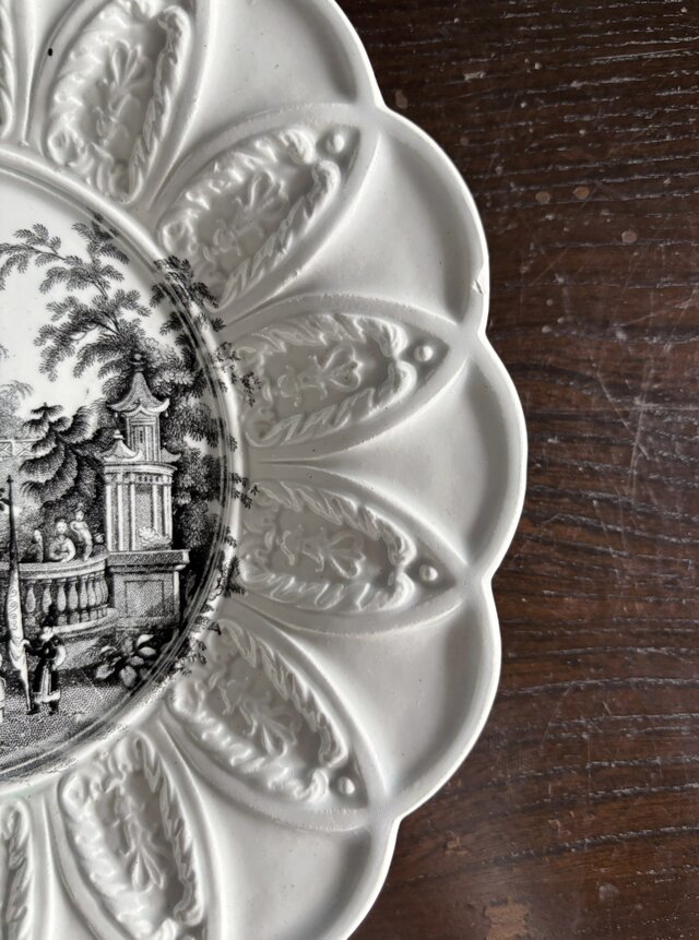 David Johnston Bordeaux ボルドー 花の形 グリザイユ皿 フランス