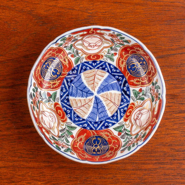 古伊万里 色絵金襴手賢人図輪花皿 5枚 直径15.6㎝ 取り皿 幕末～明治期