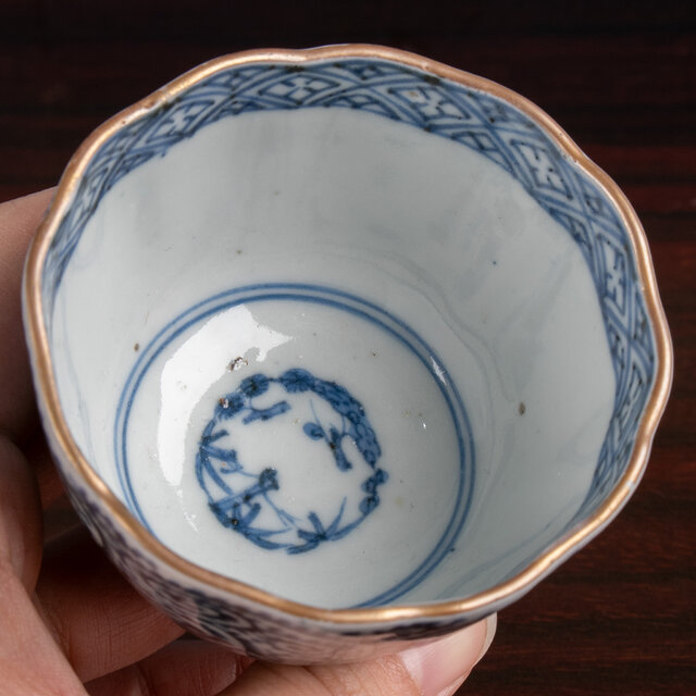 古伊万里 大鉢『波に跳ねうさぎ』蛸唐草文 染付 江戸期 古伊万里 大鉢