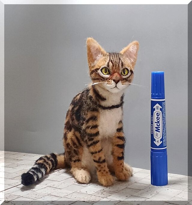 羊毛フェルト 猫 ベンガル猫さん ねこ ネコ 猫フィギュア | iichi 日々