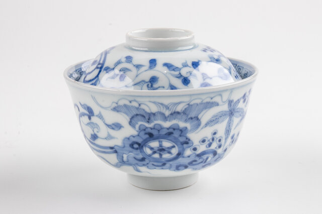 鉢□染付 唐草紋 中国 明時代 古い青華茶碗 古鉢 唐物 古玩 時代物