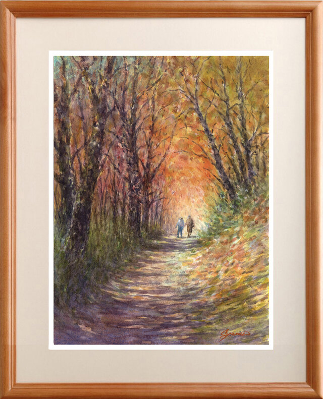 水彩画原画 紅葉の森 ＃697 | iichi 日々の暮らしを心地よくする