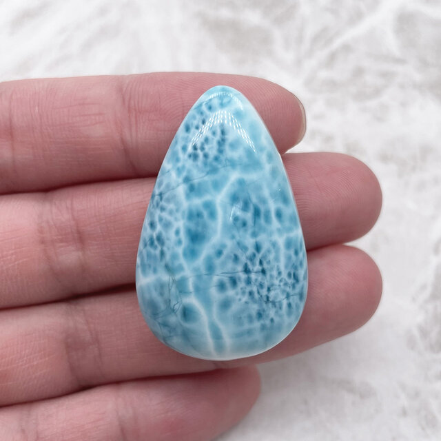 極大 ラリマー ルース ドロップ しずく 40mm*25mm 大粒 天然石 ブルー