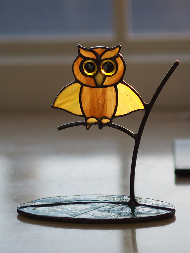ステンドグラスランプ（フクロウ幸運）