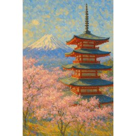 ○『金の太陽の発展黄富士』○がんどうあつし絵画油絵額付黄色開運金運