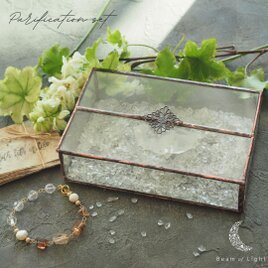 ガラスのアンティーク仕上げお香立て（アクセサリーケースにも