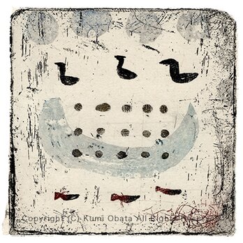 絵画・額縁・版画・オバタ クミ・新品未使用・エッチング・美術品