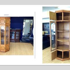 H6 美品 Italia/イタリア製 マホガニー 八角形 キャビネット/飾り棚