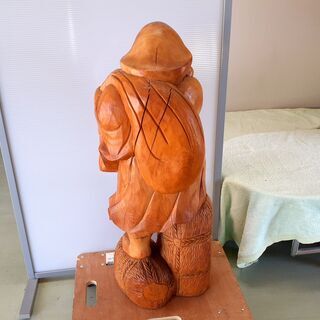 特大 七福神 大黒天 全長92㎝ 木彫り 無垢 重量