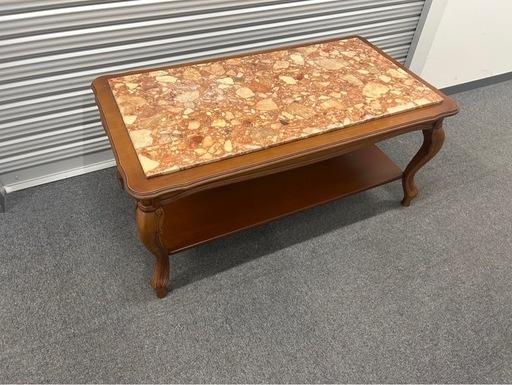 イタリア製 センターテーブル ローテーブル 大理石トップ ナチュラル