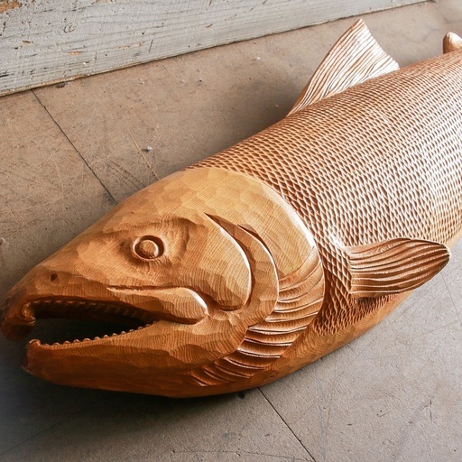 倉庫保管中】木彫り 魚オブジェ ビンテージ インテリア雑貨