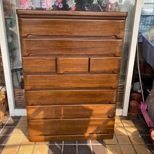 木製ブラウンチェスト 8引き出し 7段 S K