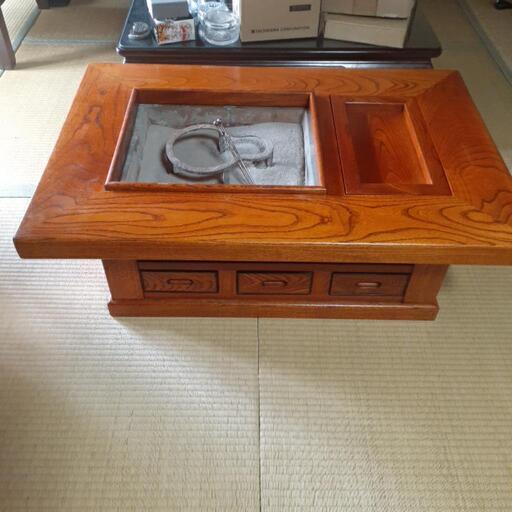 最高級品 鉄刀木 無垢材 関西火鉢 長火鉢 囲炉裏 ヴィンテージ 1200W