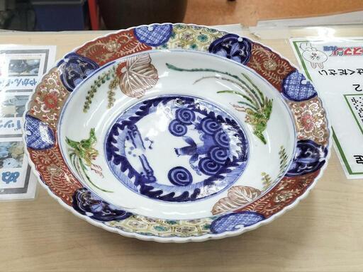 染錦 虎図 大皿 骨董品 φ39cm(K-YC473) 染錦 虎図 大皿 骨董品 φ39cm(K