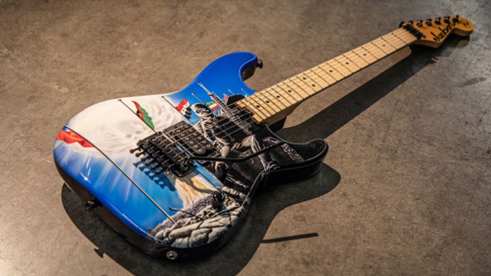 One-of-a-kind Jackson Iron Maiden guitar used by Adrian Smith