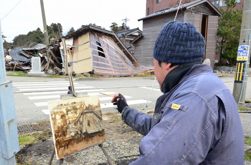 能登半島地震 日本画 原画 蔵石 能登半島地震 日本画 原画 蔵石 能登