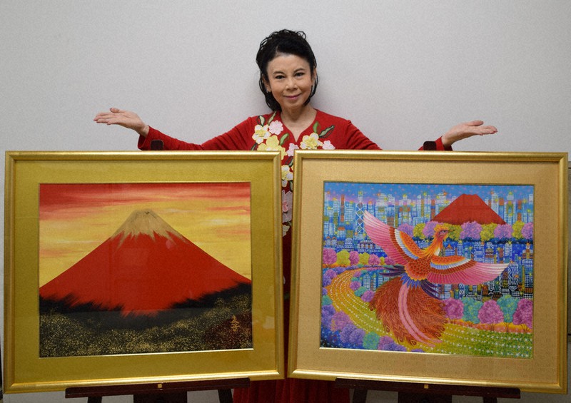 GLC】あいはら友子「赤富士」日本画6号 同サイズ発表30万開運! 2277