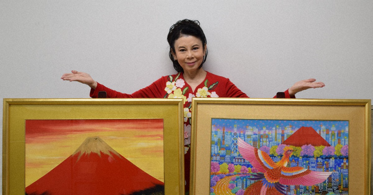 あいはら友子赤富士に鳳凰 15号(86cm× 74cm)