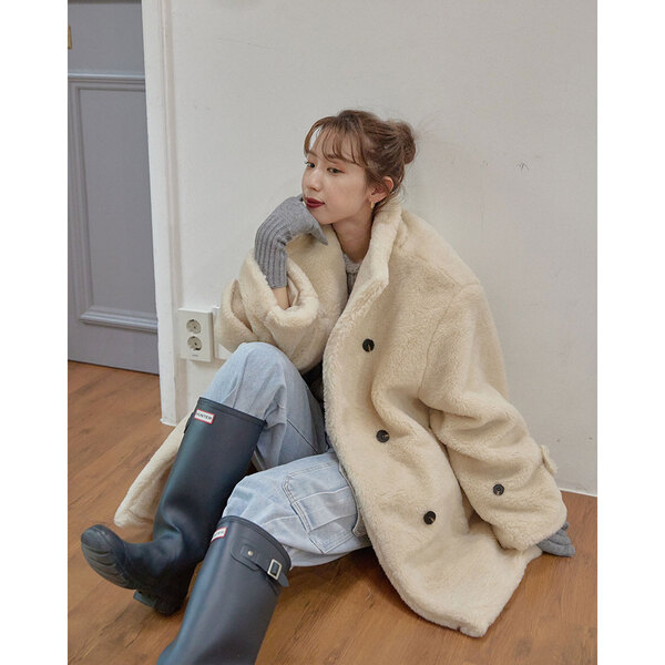 7回再販](ORIGINAL) ハイネックフェイクアルパカミドルコート