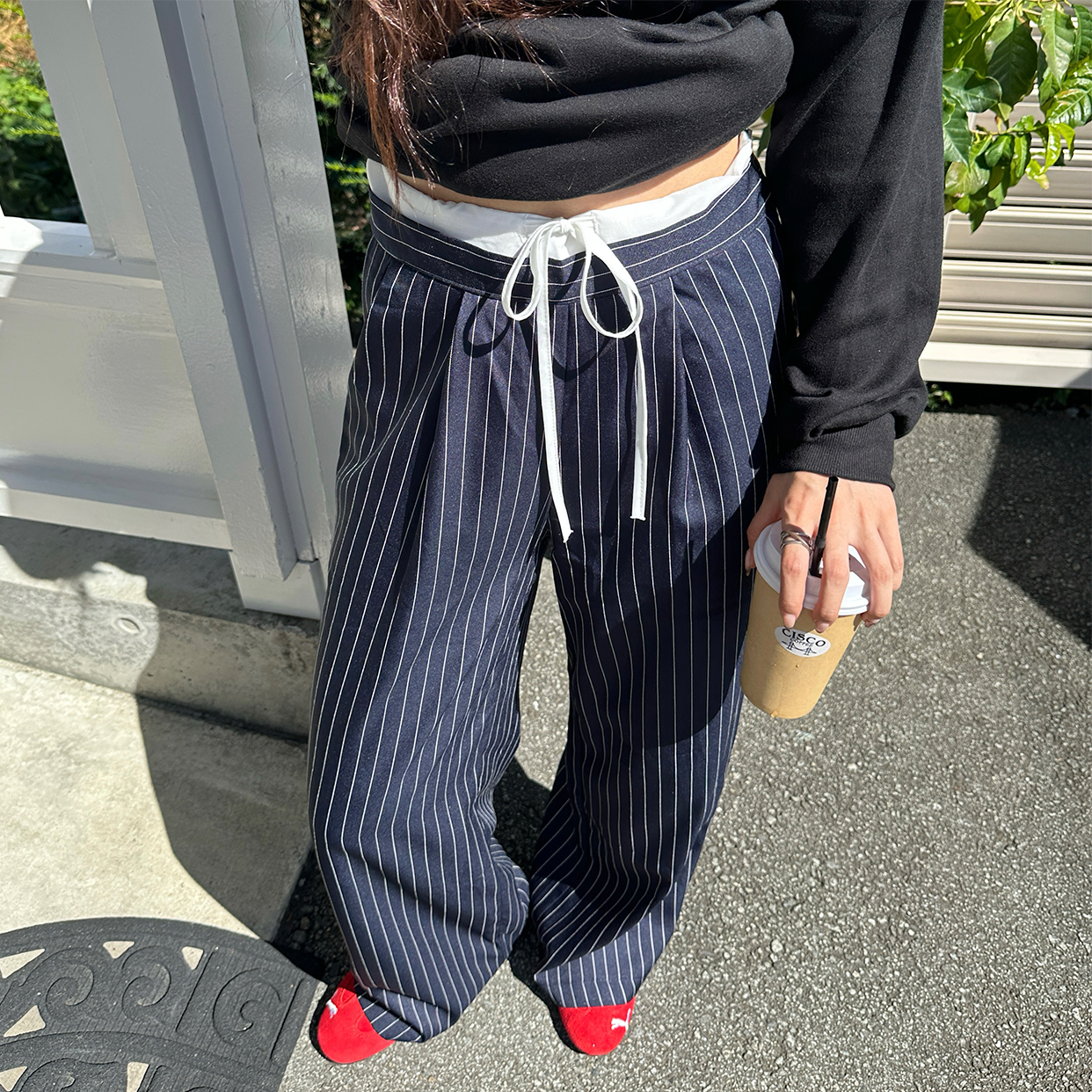 GUCCI 黒パンツ サイドストライプ付き グッチ GUCCI パンツ サイド