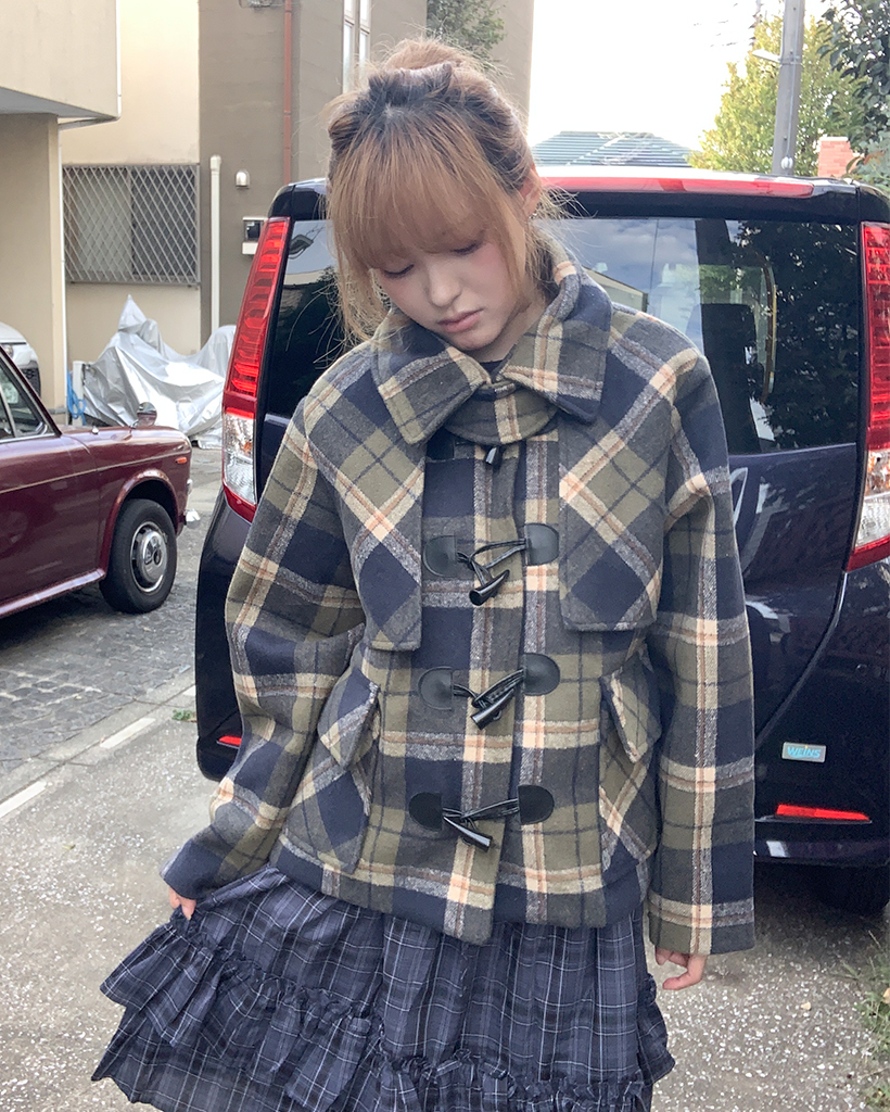 チェックショートダッフルコート | ファッション通販サイト NUGU