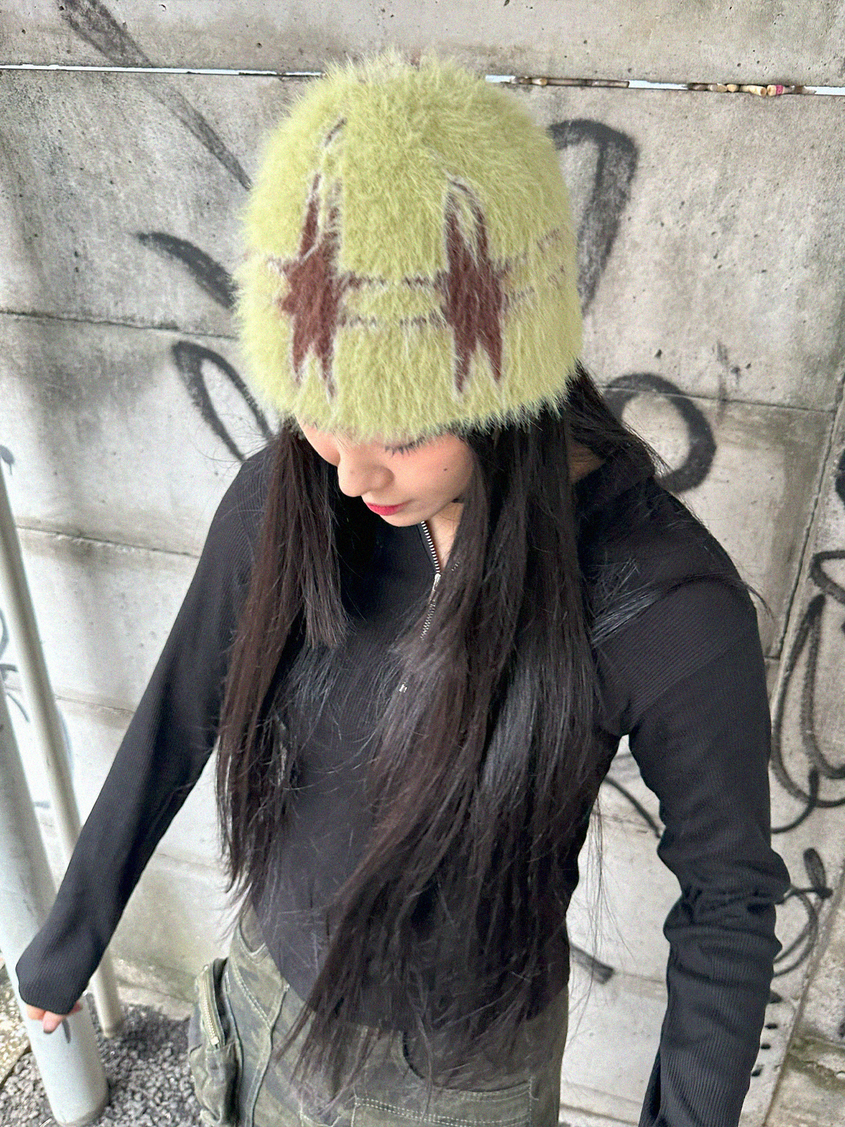 John galliano ラビットファー ニット帽 ニュースペーパー ビーニー