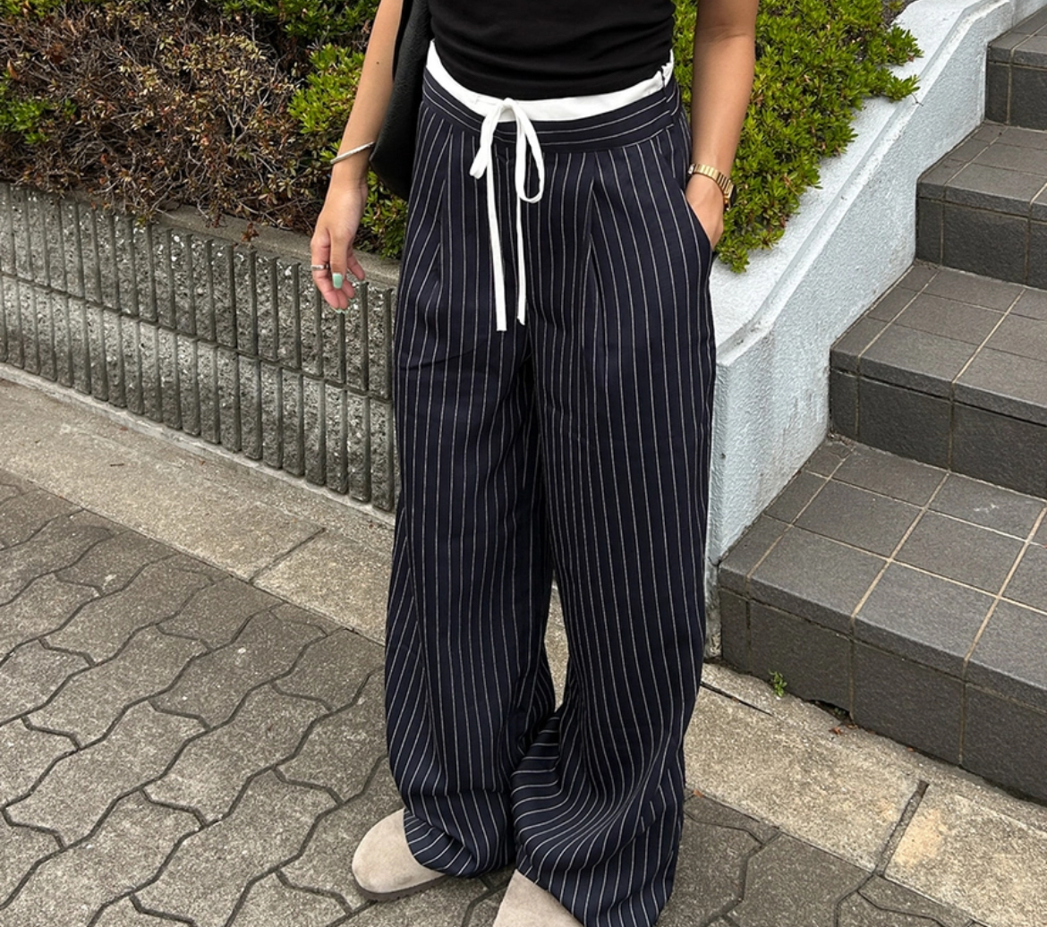 美品】 glamb クロップドパンツ ストライプ ブラック スラックス 美品