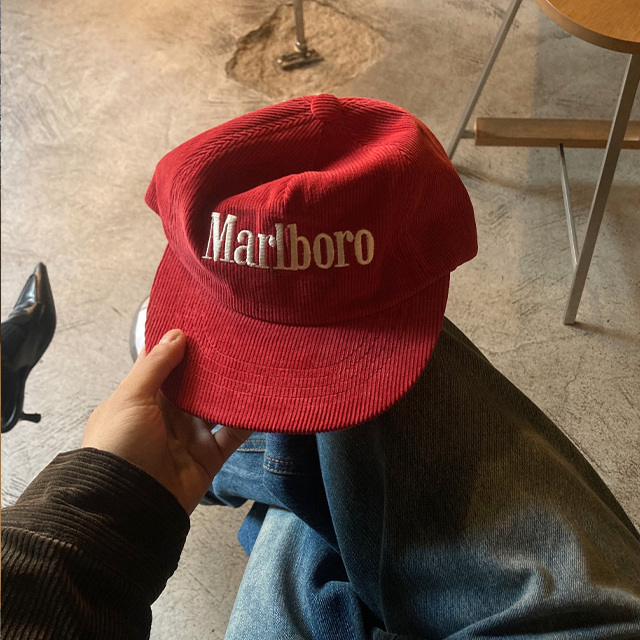 mgmg Marlboro コーデュロイキャップ 赤 マルボロ Marlboro