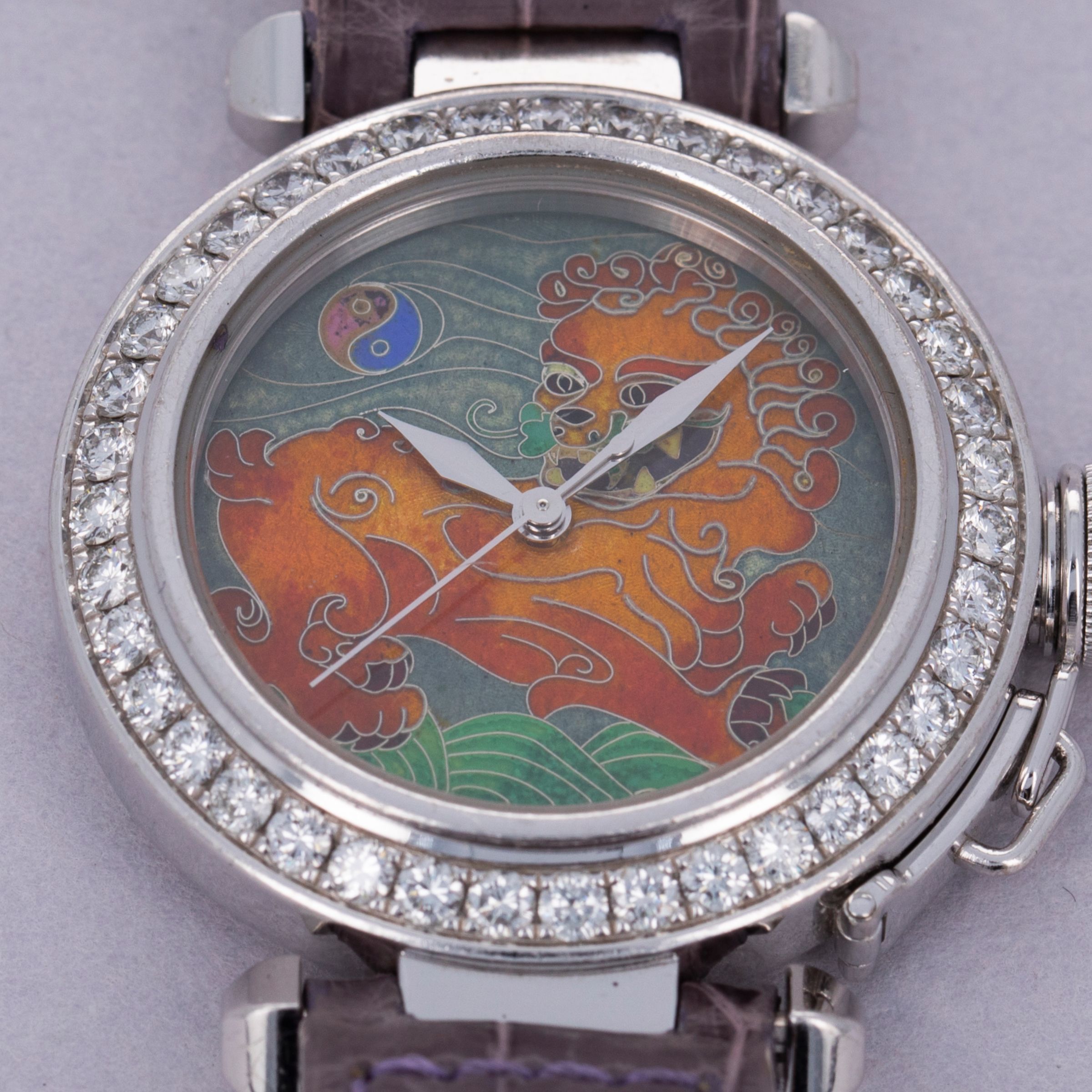 Cartier Pasha 2508 Cloisonne Imperial Guardian Lion Dial Diamond