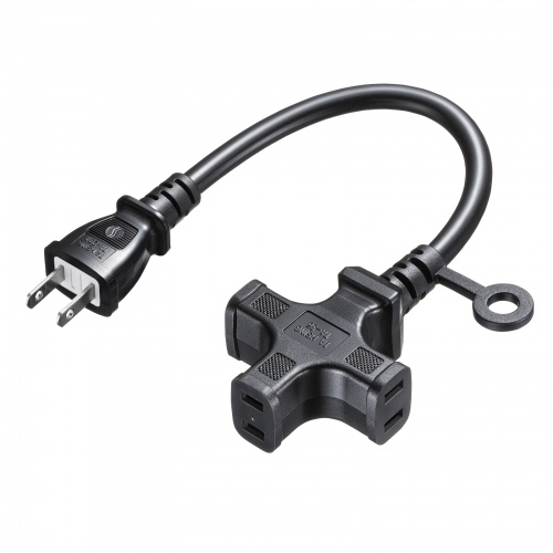TAP-EX23-03BK【電源延長コード（3個口）ブラック・0.3m】電源コードの
