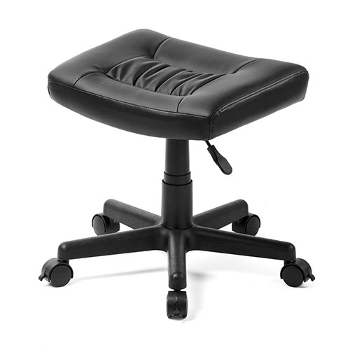 ヒモラ黒レザーオットマン 曲線木製脚