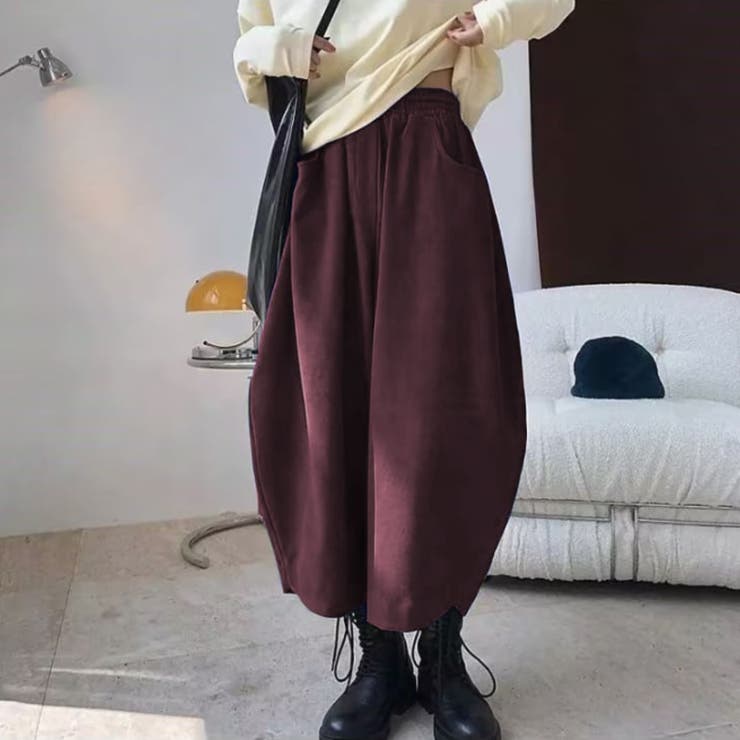 バルーンシルエットサルエルパンツ レディース 体型カバー[品番