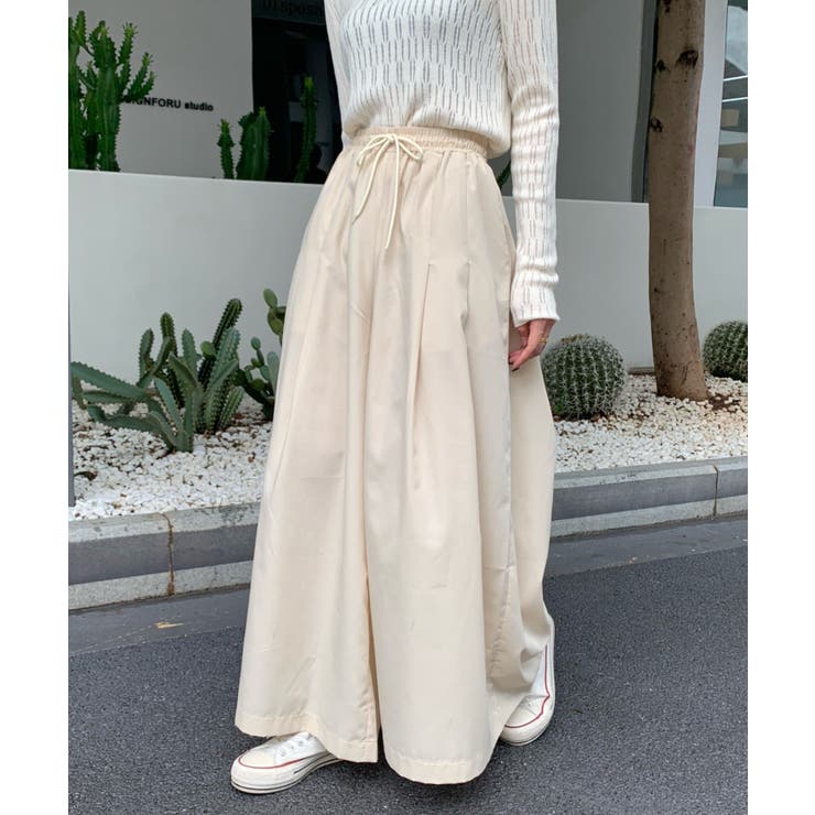 スカート見えのゆるっとワイドシルエットガウチョパンツ[品番