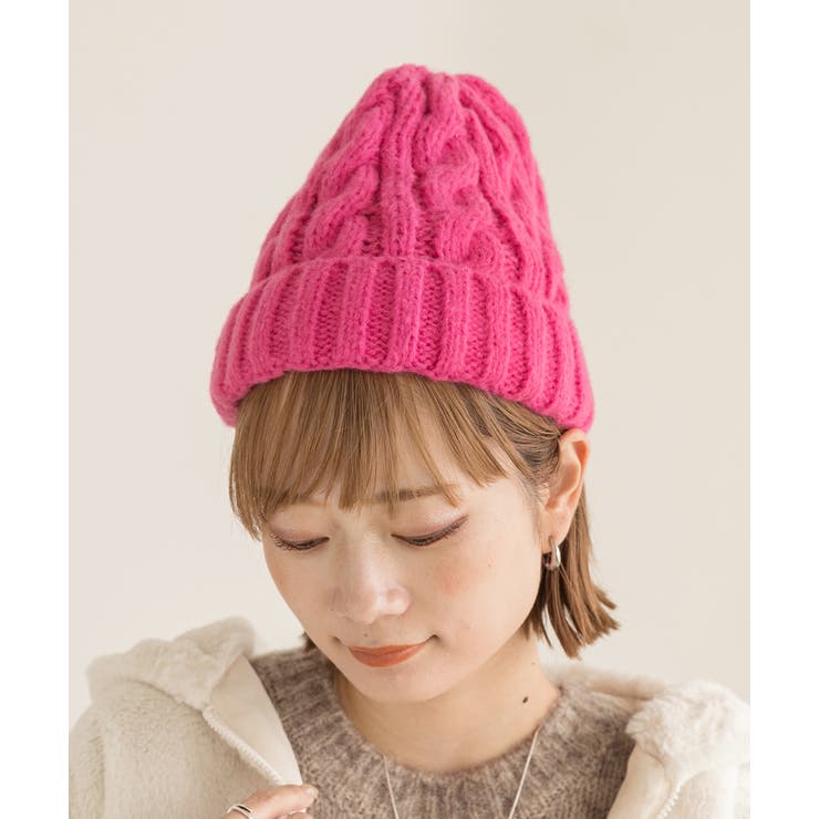 カラフル ケーブル編みニット帽[品番：ADEW0004219]｜ad thie