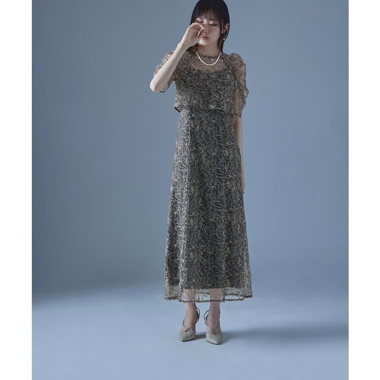 etoll エトル 刺繍レースレイヤードドレス[品番：FT000009321