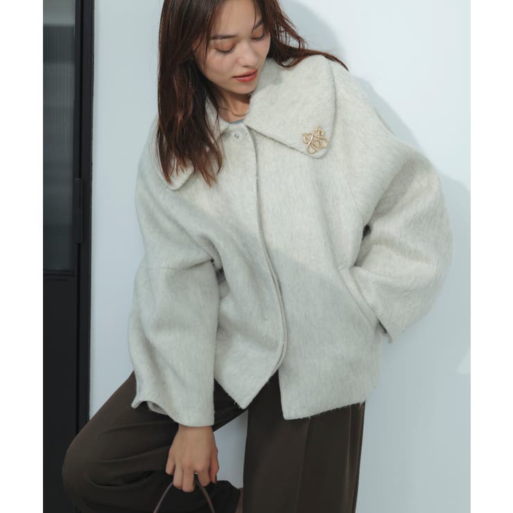 アウター総選挙1位】ビッグカラーモモンガシャギーショートコート[品番