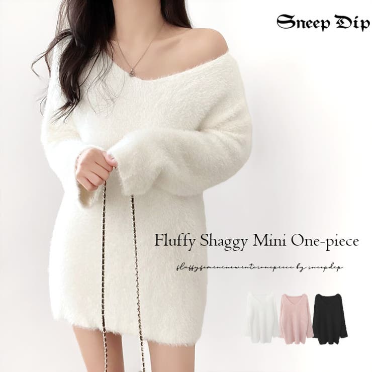 17215】シャギーVネックワンピース [品番：ASHW0001344]｜SneepDip