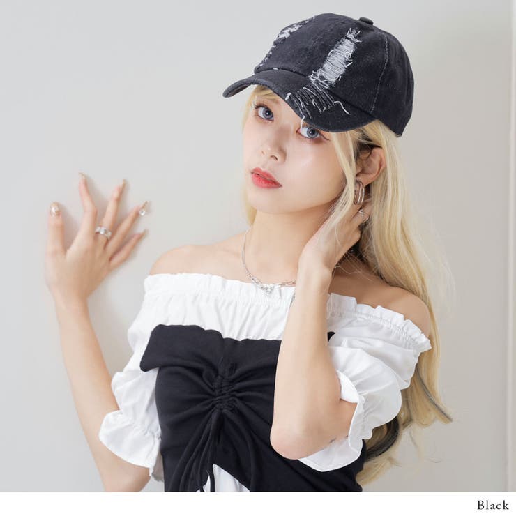 ダメージ加工キャップorロゴヴィンテージ加工キャップ 韓国 夢展望