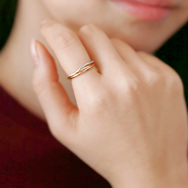 K18/Pt「3連トニア」リング ー イエローゴールド｜【オレフィーチェ