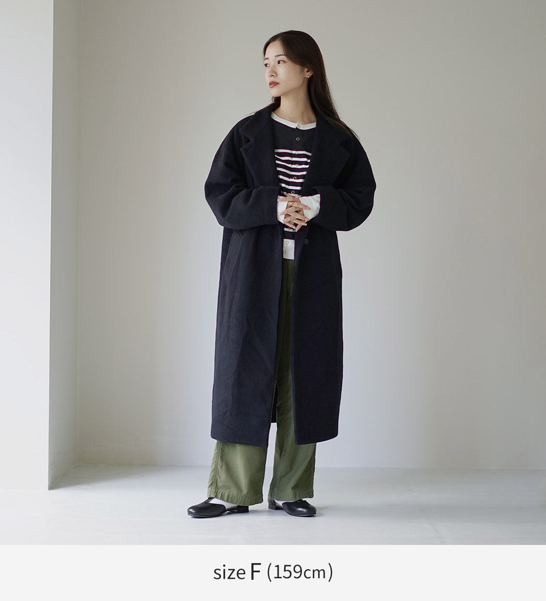 mizuiro ind（ミズイロインド） ウールブレンド スタンドカラー コート