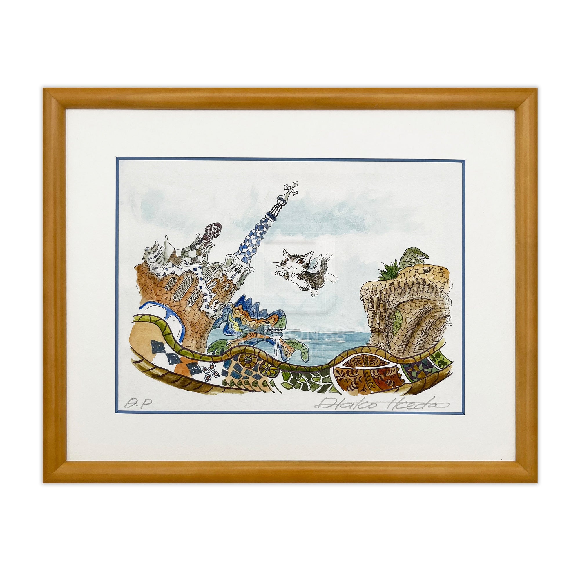 藤田嗣治油彩F8号パリ屋根の前の少女と猫表サイン裏田村孝之介鑑定書貼付