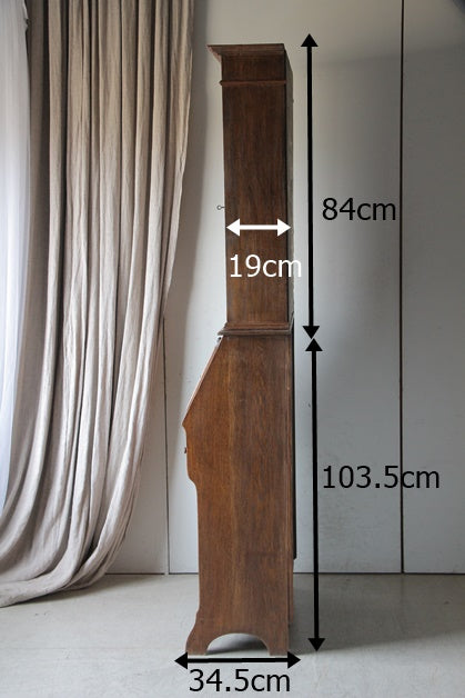 1920年代オーク材ブックケース付きライティングビューロー イギリス