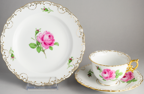 マイセン ピンクローズ 金彩プレート ペア スクラッチ マイセン ピンク