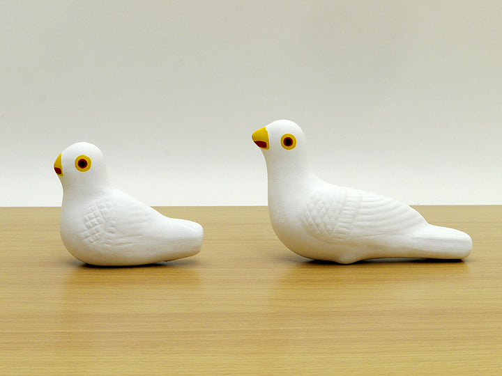 下川原焼土人形 鳩笛 白（大）□阿保正志作 □青森県弘前 – 人形の鯉徳