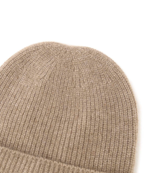 AURALEE ベージュ カシミヤリブ編みビーニー AURALEE ベージュ
