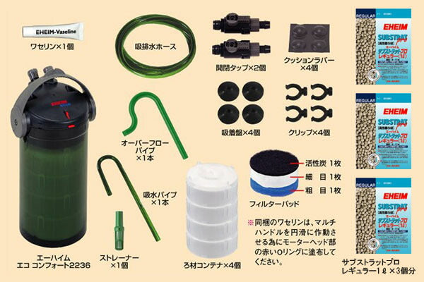 エーハイムエココンフォート 2236 ろ材付きセット 密閉式外部