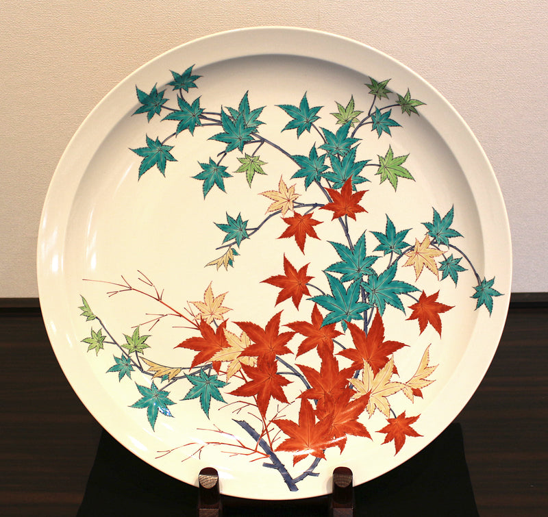 浜田庄司 柿釉縁丸皿直径∅27cm 人間国宝 民藝 R1489w1ラ