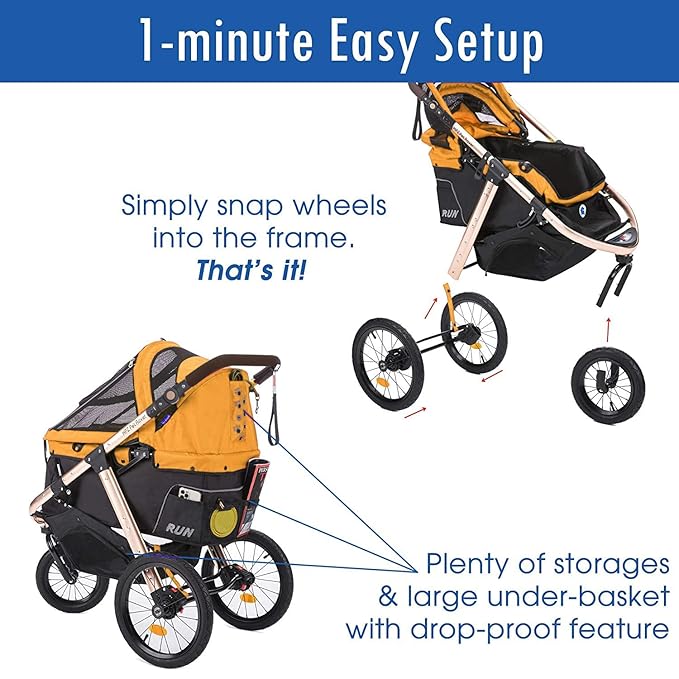 HPZ Pet Rover Run Performance Jogging Sports Stroller with Comfort