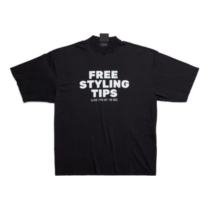 Balenciaga Free Styling Tips T-Shirt 'Black White' 744439TOVG29034